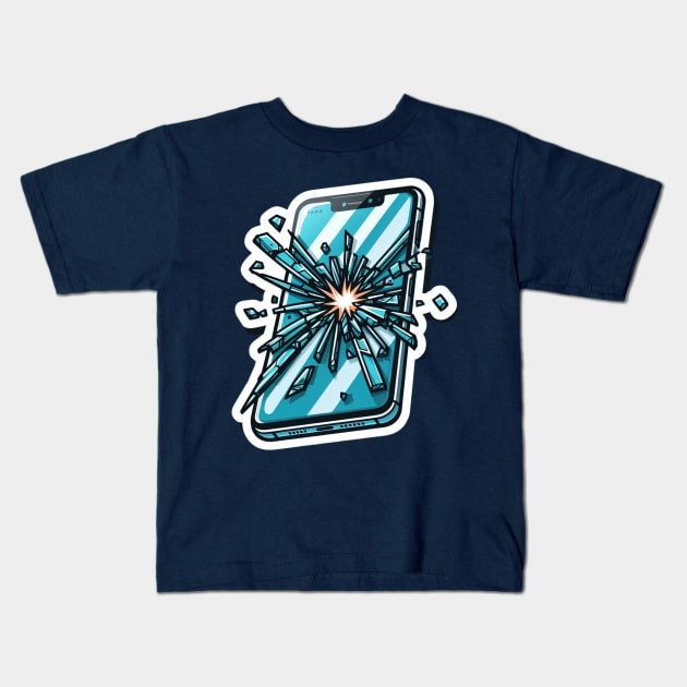 Broken Phone Kids T-Shirt by EKLZR